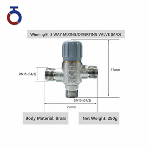 3-Way Thermostatic Diverting Valve G1/2'' Adjustable Temperature for Solar Hot Water Heat Pump – Brass, DN15, Customizable Temperature (35°C-65°C / 30°C-70°C) with Built-in Check Valve Option
