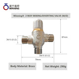 3-Way Thermostatic Mixing Valve for Solar Hot Water & Heat Pump – Brass, DN15, Customizable Temperature (45°C / 37°C) with Built-in Check Valve Option