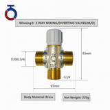 3-Way Adjustable Temperature Thermostatic Diverting Valve G3/4'' for Heat Pump Solar Hot Water – Brass, DN20, Customizable Temperature (35°C-65°C / 30°C-70°C)