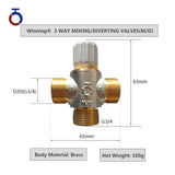 DN20 3 Way Mixing Diverting Thermostatic Valve for Solar Hot Water & Heat Pump – Brass, Customizable Temperature (45°C / 37°C)