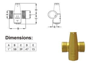 Winning Compact Heat Pump Freeze Protection Anti-freeze Valve G1'' for Monoblock Heat Pump Systems – Durable Brass Valve with Threaded Connections